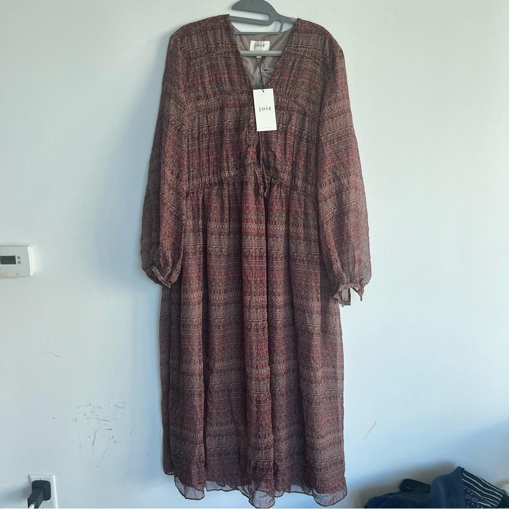 NWT JOIE Alquina MIDI Silk Dress - Picture 3 of 16